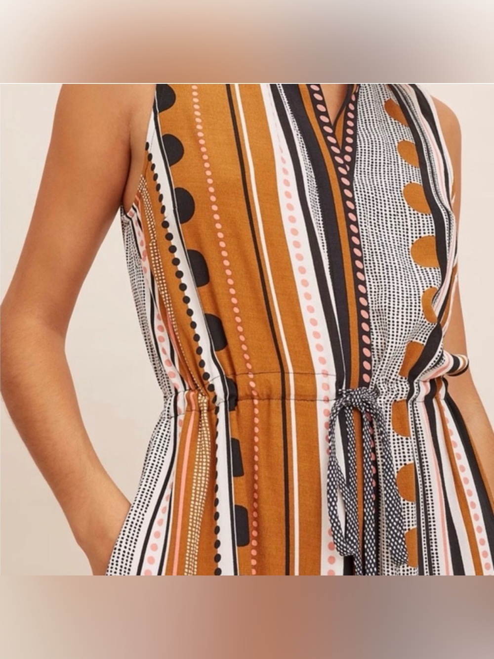 Maeve Anthropologie Alondra Maxi Dress 2P Boho Stripe Tiered Pockets Petite NWOT - Picture 6 of 16